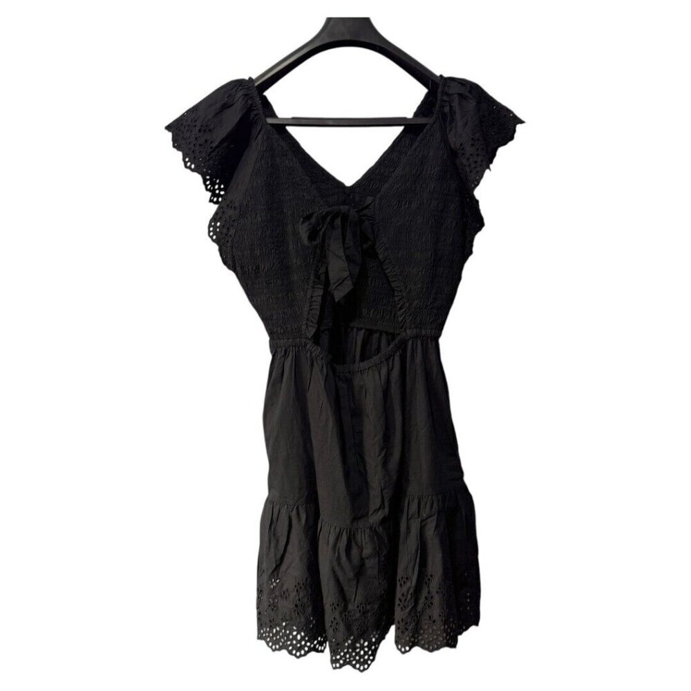 NWT Gap Flutter Sleeve Eyelet Mini‎ Dress black size XL